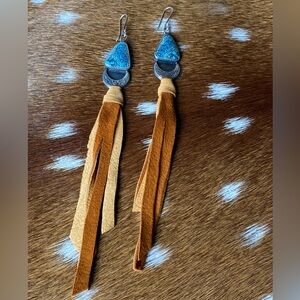 🛑SOLD🛑 Sterling & Turquoise Leather Tassel Earrings